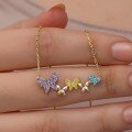 wholesale S925 Sterling Silver Exquisite Micro-Inlaid Zircon Butterfly Necklace for Women with Colorful Diamonds, Ethereal and Elegant Collarbone Chain-0-0