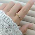 wholesale 10K gold minimalist hollow moissanite ring, Japanese-inspired luxury jewelry, versatile stacking band-0-2