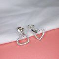 wholesale S925 Sterling Silver Korean Style Light Luxury Hollow Peach Heart Zircon Ear Studs Classic Ethereal Love Earrings Wholesale-0-2