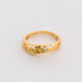 wholesale S925 silver plated 14k gold with peridot, Japanese minimalist niche design wavy curve stackable ring set, Spring new release-0-1