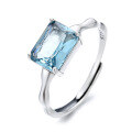 wholesale S925 Sterling Silver Simple Blue Zircon/Green Zircon Ring, French Ins Style Luxury Versatile Band-0-6