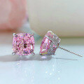 wholesale S925 Silver New Jewelry High Carbon Diamond Stud Earrings 10*10 Simulated Pink Diamond Earrings WomenIns-0-3