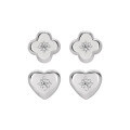 wholesale S925 Sterling Silver Four-Leaf Clover Diamond Stud Earrings Women Minimalist Style Small Fresh Personalized Elegant Heart-shaped Silver Earrings Wholesale-0-3