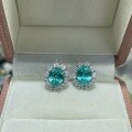 Metal Cultured Paraiba 2ct Oval Vintage Stud Earrings-0-0