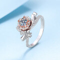 wholesale 925 Sterling Silver Plated Rose Gold & White Gold 05ct Moissanite Rose Flower Ring for Women-0-1