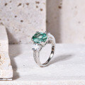 wholesale S925 Sterling Silver Fashionable Light Luxury Synthetic Green Spinel Ring, Exquisite Craftsmanship Pure Silver Setting Delicate Gemstone Ring-0-1