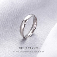 wholesale S925 Sterling Silver Cross-Border Drop Shipping Couple's Plain Band Ring Set, Unisex Fashion Versatile Index Finger Ring-Plain Ring Size 20