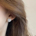 wholesale S925 silver full diamond new Camellia small rose earrings for women, delicate and versatile-0-1