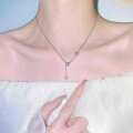 wholesale S925 Sterling Silver Zircon-Inlaid Slim Waist Necklace, Fashionable, Unique, Minimalist Luxury, Niche, Versatile Pendant Collarbone Chain Jewelry-0-3