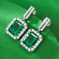 wholesale S925 Sterling Silver New European and American Luxury Set 8*10mm Nano Green Earrings Cross-Border AliExpress Style-0-1