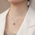 wholesale S925 Sterling Silver New European-Style Lab-Created Emerald Pendant Necklace for Women Wholesale Customization-0-3