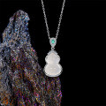 Metal Pendant Necklace, 2025 Translucent Gourd Design, Chalcedony, Summer New Chinese Style-0-1