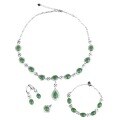 wholesale 925 Sterling Silver with Certificate Inlaid Light Luxury Premium Hetian Jadeite Ring Earrings Pendant Necklace Four-Piece Set-0-4