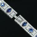 wholesale Metal material: 925 silver gold plated High carbon diamond, royal blue, Art Deco style antique party jewelry for women bracelet-0-3