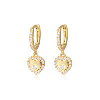 wholesale S925 Silver Heart Zircon Earrings For Women, Cross-border Layering Winter Ear Jewelry-E3665-Gold 925 Silver