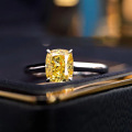 wholesale S925 Sterling Silver 125 Carat Cushion Cut Yellow Simulated Diamond Square Ring for Women-0-0