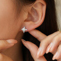 S925 Sterling Silver Moissanite Snowflake Diamond Earrings-0-1