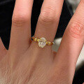 wholesale Metal: S925 Sterling Silver Gold Plated New Oval 6*8mm Single Diamond Ring for Women, Simple and Elegant-0-3