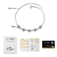 S925 Sterling Silver Moissanite Bracelet with Heart Design-1.5-carat moissanite  925 silver