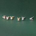 wholesale S925 Sterling Silver Mini Cute Rabbit Inlaid Diamond Korean Style Stud Earrings for Women, Ear Piercing Friendly Simple Ear Accessories G2060-0-3