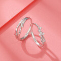 wholesale 999 pure silver couple rings for women, small and unique design with a high-end feel, adjustable solid silver plain band rings for men, a pair of rings to gift your girlfriend-0-12