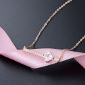 wholesale S925 silver Korean fashion minimalist and unique necklace, trendy new style with zircon inlay, creative collarbone chain pendant wholesale-0-3