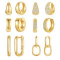 wholesale Metal Brass With Rhinestones, Trendy Ear Cuffs, Minimalist Exaggerated Earrings For-0-0