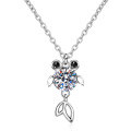 wholesale PT950 plated S925 sterling silver mermaid pendant necklace with 1-carat moissanite, women's collarbone chain-0-4