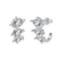 wholesale S925 Sterling Silver Light Luxury Pear-Shaped Row Diamond Stud Earrings for Women, High-End Sense, Fashion Versatile and Elegant-0-5