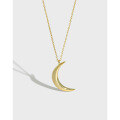 wholesale S925 Sterling Silver Korean Version Ins Minimalist Small Moon Pendant Necklace for Women-0-0