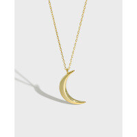 wholesale S925 Sterling Silver Korean Version Ins Minimalist Small Moon Pendant Necklace for Women-Platinum 925 silver