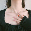 wholesale 925 Sterling Silver Small Red Heart Necklace for Women, Minimalist and Luxurious with a Unique Design, Red Heart Collarbone Chain for Summer-0-3