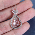 S925 Silver New Chinese Style Glass-Ice Natural Shui Mo Jade Gourd Necklace-0-2