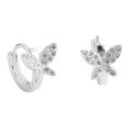 wholesale S925 Sterling Silver Micro-Inlaid Zircon Butterfly Hoop Ear Clasp, Small Fresh Pastoral Style Niche Design Earrings-0-6