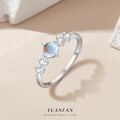 wholesale S925 Sterling Silver Cross-Border Hot-Sale Imitation Moonstone Ring for Women, Thin Band with Micro-Set Zirconia, Minimalist Luxury-0-0