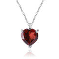 wholesale Fashionable and minimalist S925 silver alloy natural garnet heart pendant necklace-0-4