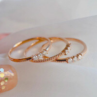 wholesale S925 Sterling Silver Red Elk Full Body Ring for Women, Small and Minimalist Style, Micro-Paved Versatile Fashion Band, Simple Rose Gold-BZ0274-Rose Gold US Size 10