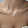 wholesale 925 Sterling Silver Heart Necklace Inlaid with Ice-Cut High-Carbon Diamond, Minimalist and Niche Aesthetic Collarbone Chain-0-1