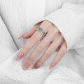 wholesale S925 Sterling Silver Retro Antique Blackened Matte Finish Heart Sutra Mantra Swastika Adjustable Ring Unisex-0-2