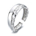 wholesale S925 Sterling Silver Irregular Crinkle Texture Open Ring, Minimalist Style Unique Statement Ring for Women-0-4