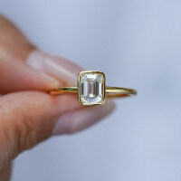 S925 Silver Plated 18K Gold Moissanite Ring for Women-Set with 1CT moissanite  No. 7