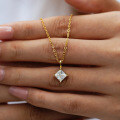 Sterling Silver 1ct Square Moissanite Pendant Necklace, Women's Minimalist Choker-0-2
