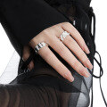 wholesale S925 sterling silver irregular pleated texture surface ring for women, minimalist style, small batch original design, adjustable silver finger ring-0-2