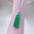 wholesale [925 Silver] Zhuofan New Jadeite Green Imperial Green Ascending Step by Step Pendant Green Chalcedony Necklace Adjustable-0-3