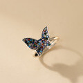 wholesale S925 Sterling Silver Artistic Vintage Niche Design Exquisite Minimalist Colored Diamond Butterfly Ring R02666-0-3