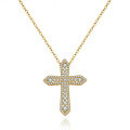 S925 Silver Full Pavé Moissanite Cross Pendant Necklace, Women's Fashion-0-3