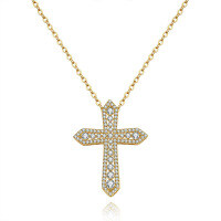 S925 Silver Full Pavé Moissanite Cross Pendant Necklace, Women's Fashion-Inlaid with moissanite  925 silver