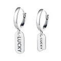 wholesale S925 Sterling Silver Asymmetric Tag Tassel Earrings in Ins Style, Street Chic and Versatile for Good Luck-0-4