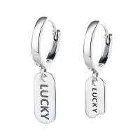 wholesale S925 Sterling Silver Asymmetric Tag Tassel Earrings in Ins Style, Street Chic and Versatile for Good Luck-YFR028 approx./2.74g 925 silver