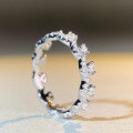 wholesale S925 silver new stackable lace ring for women with full zirconia diamonds, minimalist ins style, fashionable and elegant-0-1